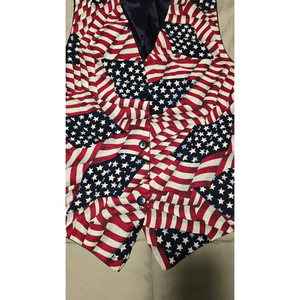 Vintage American Flag Vest Patriotic USA Stars Stripes Performer Festival 80s 90